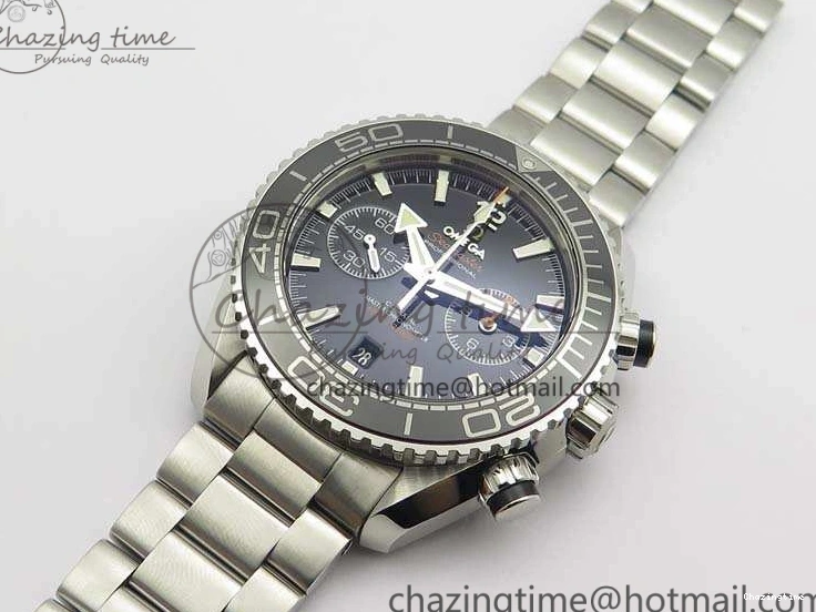 0511 Planet Ocean Master Chrono SS OM 1:1 Best Edition Black Dial On SS Bracelet A9900 V Fashionable 8113